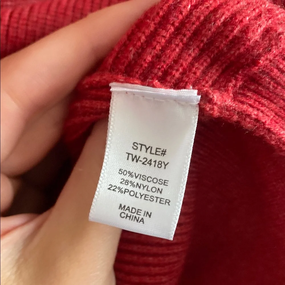 Zenana Outfitters Red Cowl Turtleneck Sweater - Picture 5 of 6